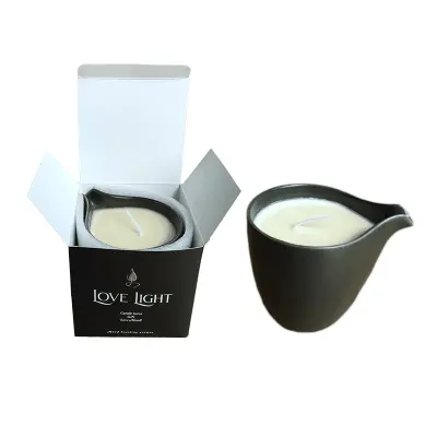 Love Light Soy Wax Massage Oil Candle - Romantic Sensual Aromatherapy Scented with Mood Enhancing Essential Oils - Natural Moisturizing Massaging Lotion Candle Burns Up to 30 Hours - (White) - Love Salve